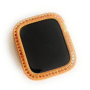 Bling Apple watch orange gold bezel case face 40/44 mm